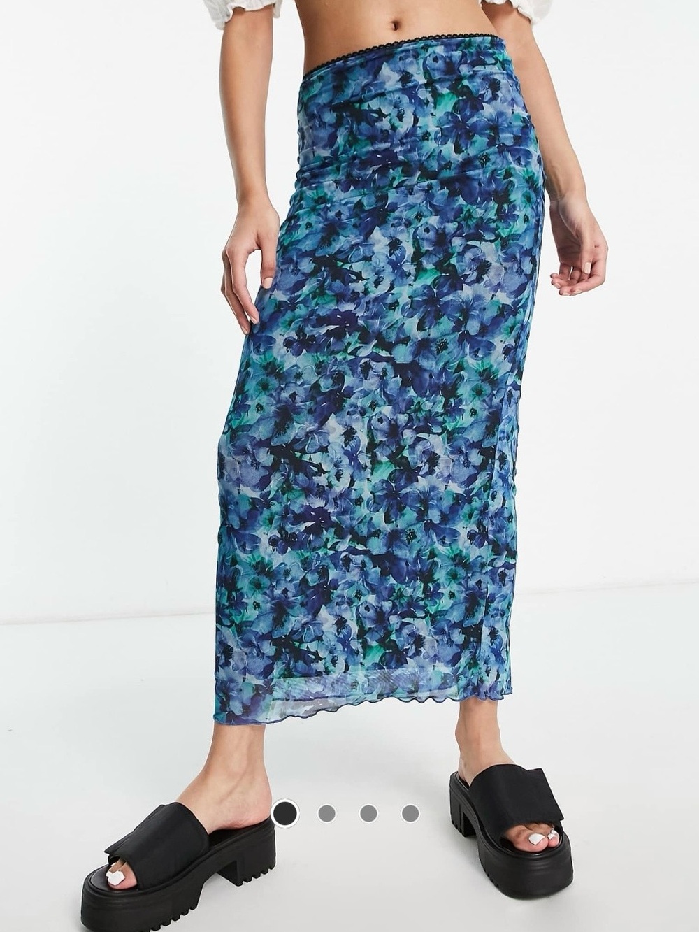 Topshop Floral Mesh Midi Skirt Size M (8-10)